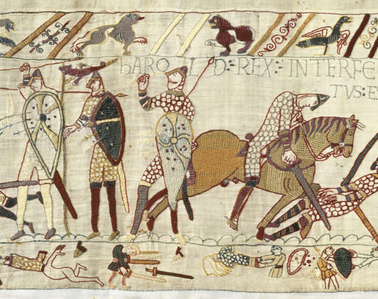 Harold is slain during the Battle of Hastings